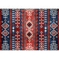 Frendorf | Marin und roter Südwest-Teppich Polyester Tribal Muster Teppich waschbar rutschfester Hintergrund Teppich für Wohnzimmer