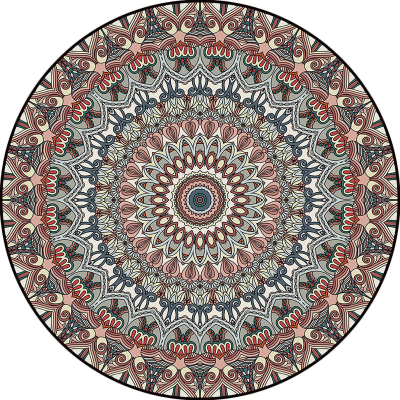 Frendorf | Brauner marokkanischer Teppich Polyester florales Druckteppich waschbar rutschfester Rücken Teppich für Wohnzimmer