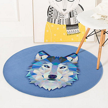 Grüner und Gelber Kinderzimmer Teppich Kinder Tier Reh Bär Wolf Katze Muster Bereichsteppich Polyester Antirutschunterlage Teppich