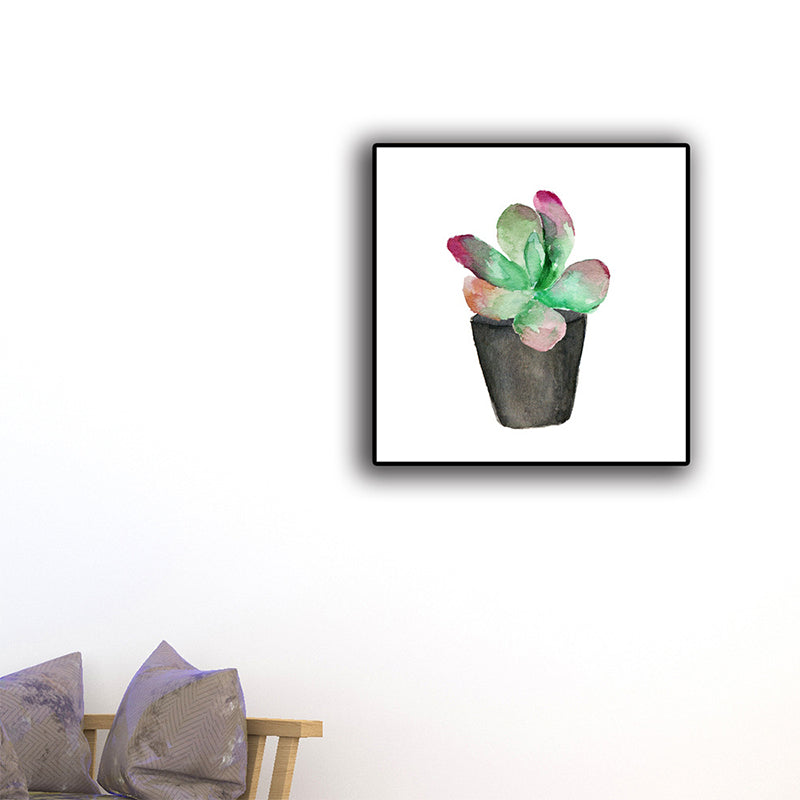 Tropix Sukkulente Pflanzenmalerei Leinwand Texturiert Grünes Wandkunstdruck für das Wohnzimmer
