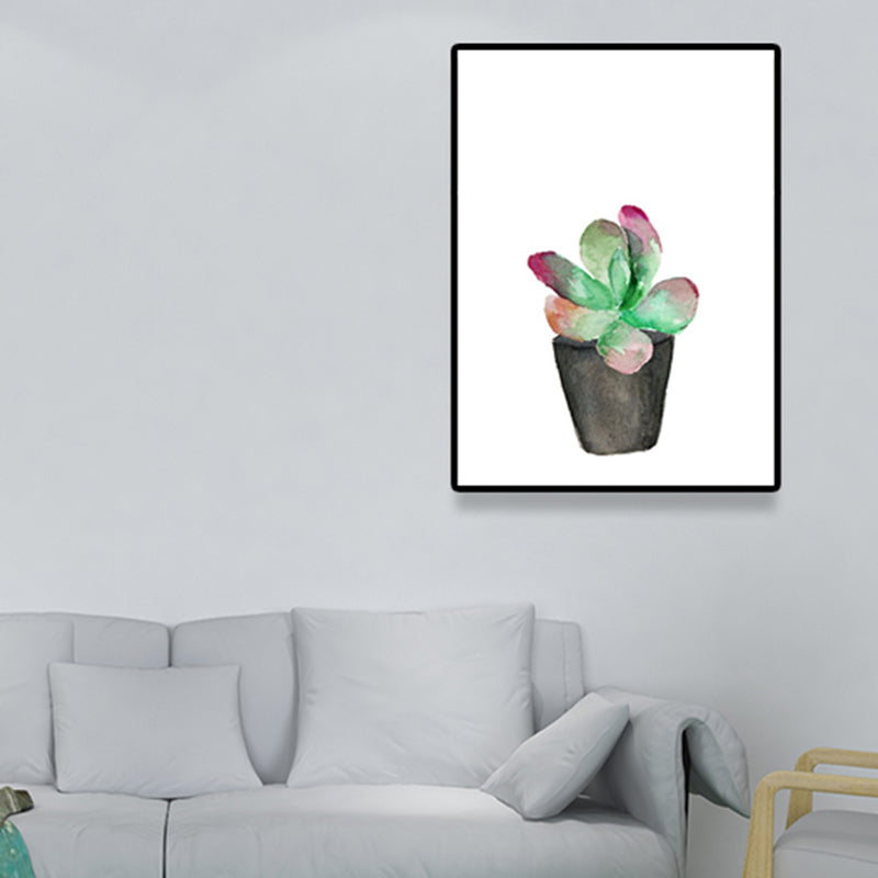 Tropix Sukkulente Pflanzenmalerei Leinwand Texturiert Grünes Wandkunstdruck für das Wohnzimmer