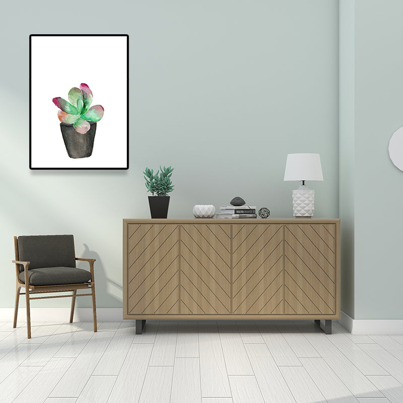 Tropix Sukkulente Pflanzenmalerei Leinwand Texturiert Grünes Wandkunstdruck für das Wohnzimmer