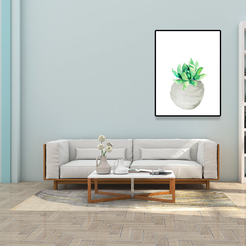 Tropix Sukkulente Pflanzenmalerei Leinwand Texturiert Grünes Wandkunstdruck für das Wohnzimmer