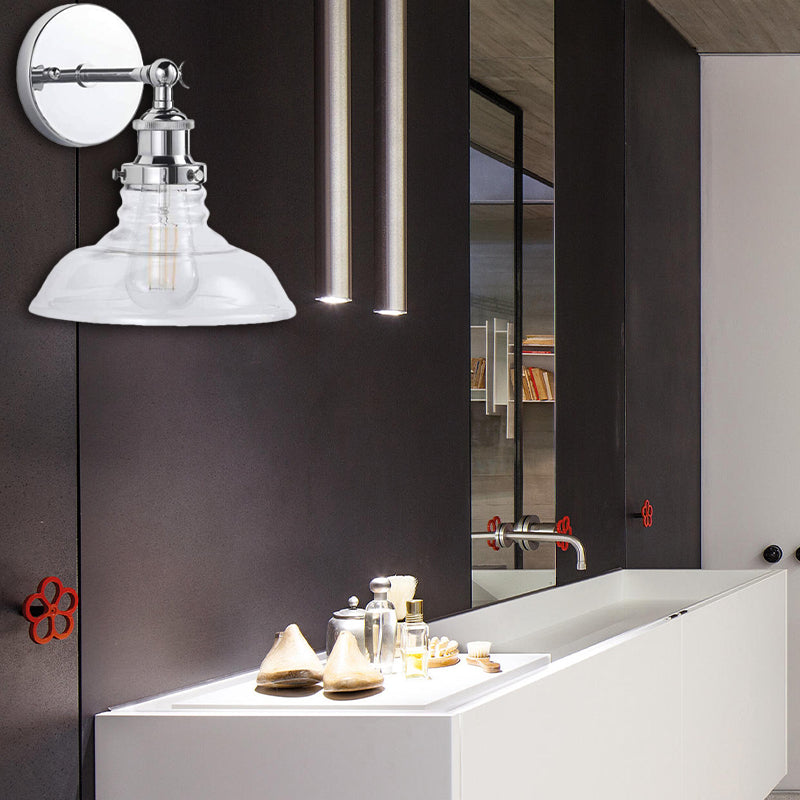 Frendorf | Klar Glas Chrom/Nickel Wandleuchte Scheune 1-Lampe Industrielle Wandlampe für die Küche