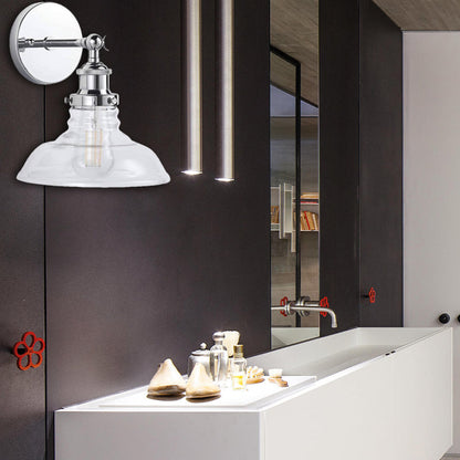 Frendorf | Klar Glas Chrom/Nickel Wandleuchte Scheune 1-Lampe Industrielle Wandlampe für die Küche