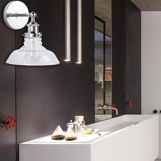 Frendorf | Klar Glas Chrom/Nickel Wandleuchte Scheune 1-Lampe Industrielle Wandlampe für die Küche