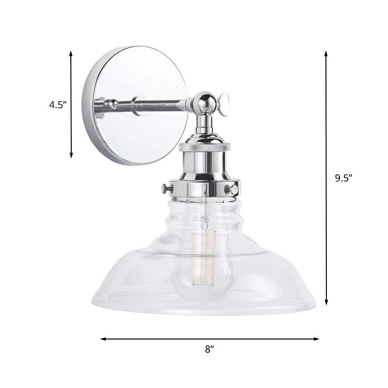 Frendorf | Klar Glas Chrom/Nickel Wandleuchte Scheune 1-Lampe Industrielle Wandlampe für die Küche