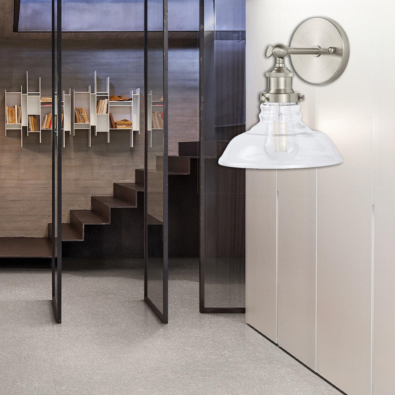Frendorf | Klar Glas Chrom/Nickel Wandleuchte Scheune 1-Lampe Industrielle Wandlampe für die Küche