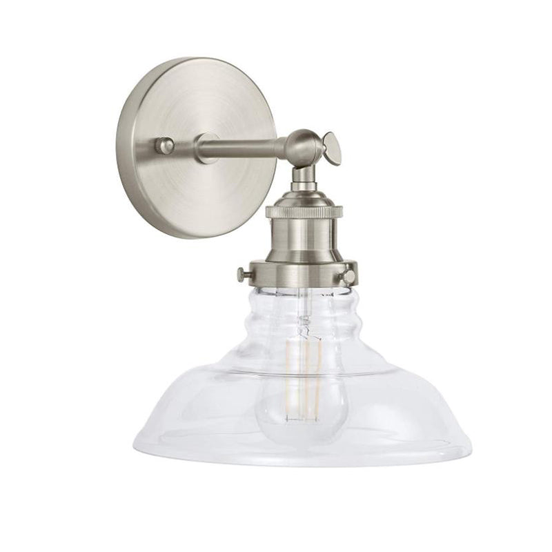 Frendorf | Klar Glas Chrom/Nickel Wandleuchte Scheune 1-Lampe Industrielle Wandlampe für die Küche