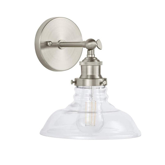 Frendorf | Klar Glas Chrom/Nickel Wandleuchte Scheune 1-Lampe Industrielle Wandlampe für die Küche