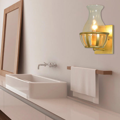 Frendorf | 1 Licht Wandlamp Sconce Lichtarmatuur Industrieel Goud Gezaaid Glas Wandlamp voor Badkamer