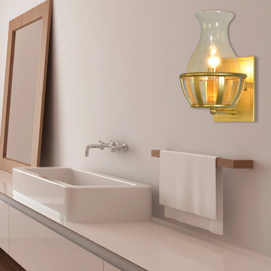 Frendorf | 1 Licht Wandlamp Sconce Lichtarmatuur Industrieel Goud Gezaaid Glas Wandlamp voor Badkamer