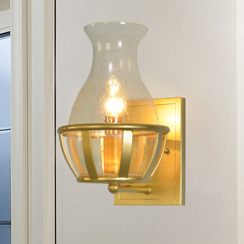 Frendorf | 1 Licht Wandlamp Sconce Lichtarmatuur Industrieel Goud Gezaaid Glas Wandlamp voor Badkamer