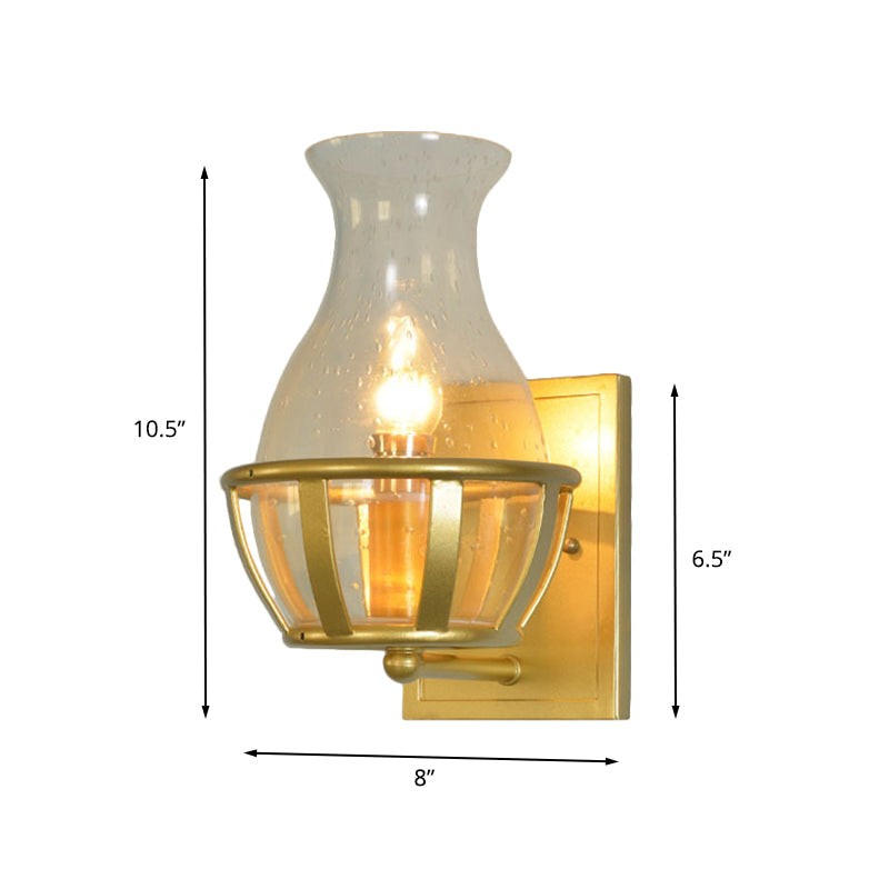 Frendorf | 1 Licht Wandlamp Sconce Lichtarmatuur Industrieel Goud Gezaaid Glas Wandlamp voor Badkamer