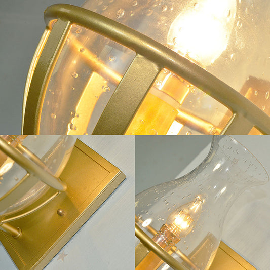 Frendorf | 1 Licht Wandlamp Sconce Lichtarmatuur Industrieel Goud Gezaaid Glas Wandlamp voor Badkamer