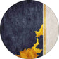 Frendorf | Funky Abstract Teppich Navy und Gold Einfacher Teppich Polyester Waschbar Rutschfeste Rückseite Teppich für Wohnzimmer