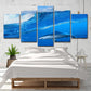 Frendorf | Moderne Onderwaterwereld Kunstprint Blauwe School Haaien Gewikkelde Canvas voor Slaapkamer