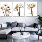 Landschaft Blumen Wanddekoration Leinwand Texturiert Braun Kunstdruck für Wohnzimmer