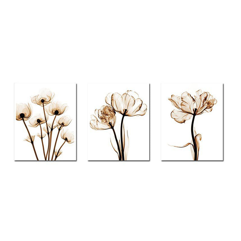 Landschaft Blumen Wanddekoration Leinwand Texturiert Braun Kunstdruck für Wohnzimmer