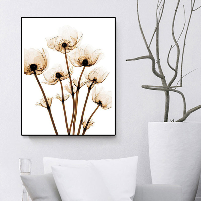 Landschaft Blumen Wanddekoration Leinwand Texturiert Braun Kunstdruck für Wohnzimmer
