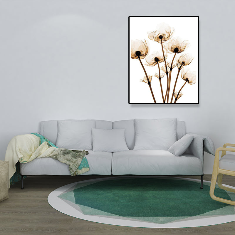 Landschaft Blumen Wanddekoration Leinwand Texturiert Braun Kunstdruck für Wohnzimmer