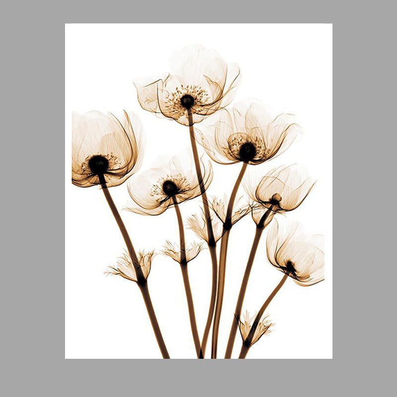 Landschaft Blumen Wanddekoration Leinwand Texturiert Braun Kunstdruck für Wohnzimmer