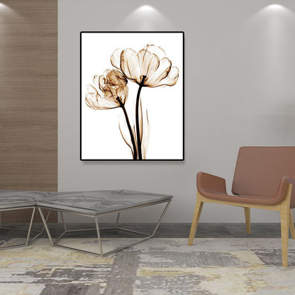 Landschaft Blumen Wanddekoration Leinwand Texturiert Braun Kunstdruck für Wohnzimmer