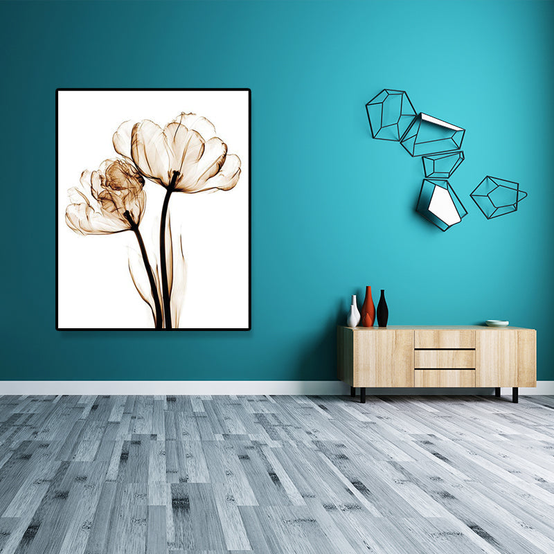 Landschaft Blumen Wanddekoration Leinwand Texturiert Braun Kunstdruck für Wohnzimmer