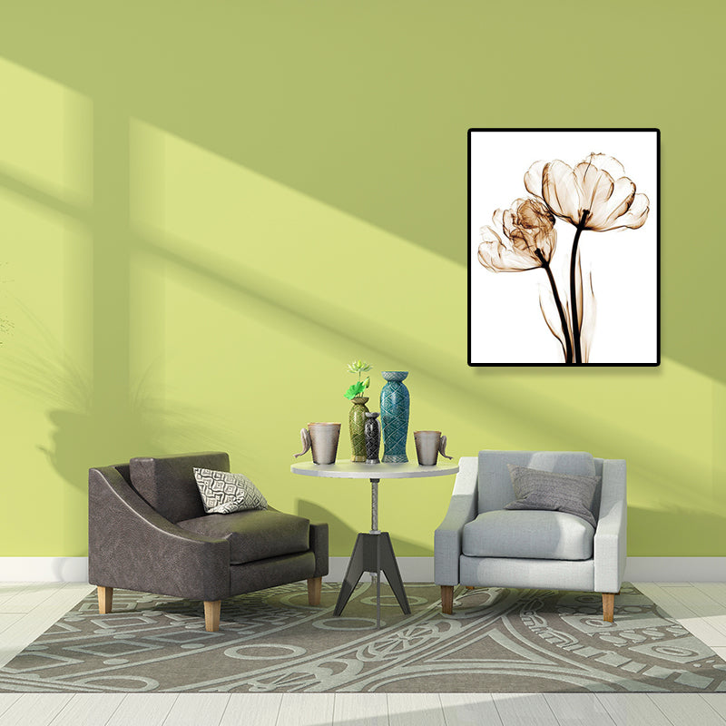 Landschaft Blumen Wanddekoration Leinwand Texturiert Braun Kunstdruck für Wohnzimmer