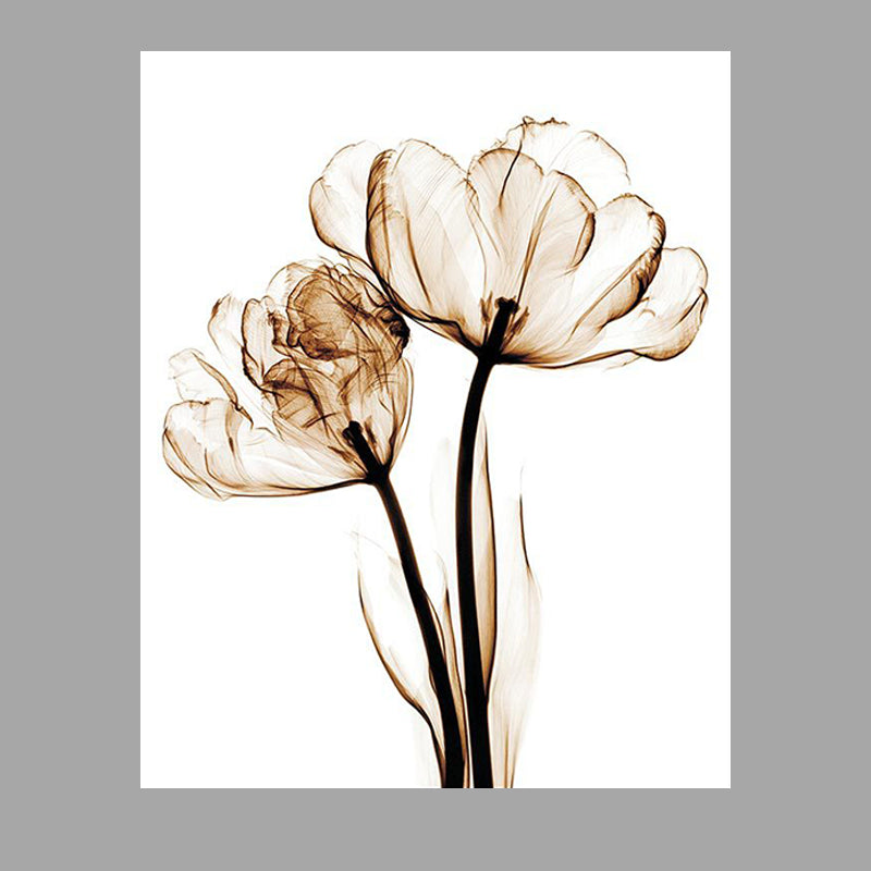 Landschaft Blumen Wanddekoration Leinwand Texturiert Braun Kunstdruck für Wohnzimmer