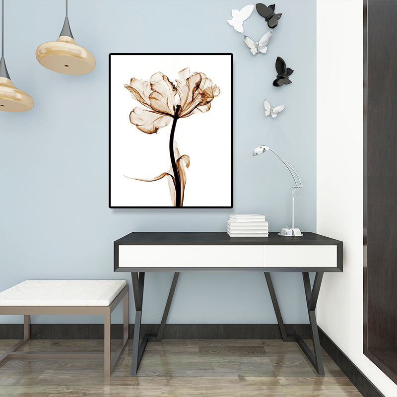 Landschaft Blumen Wanddekoration Leinwand Texturiert Braun Kunstdruck für Wohnzimmer