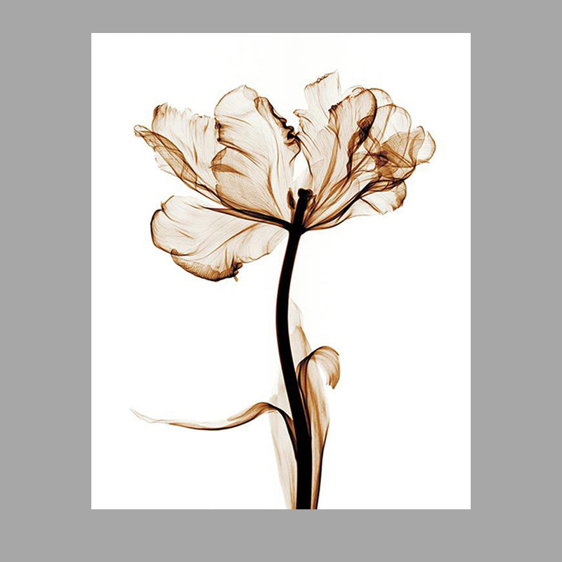 Landschaft Blumen Wanddekoration Leinwand Texturiert Braun Kunstdruck für Wohnzimmer