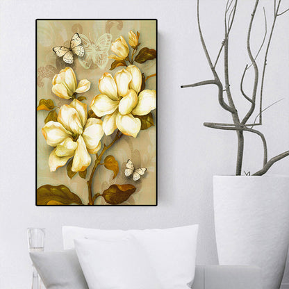 Gold Blooming Flower Print Leinwand Texturiert Französisches Land Wohnzimmer Wandkunst