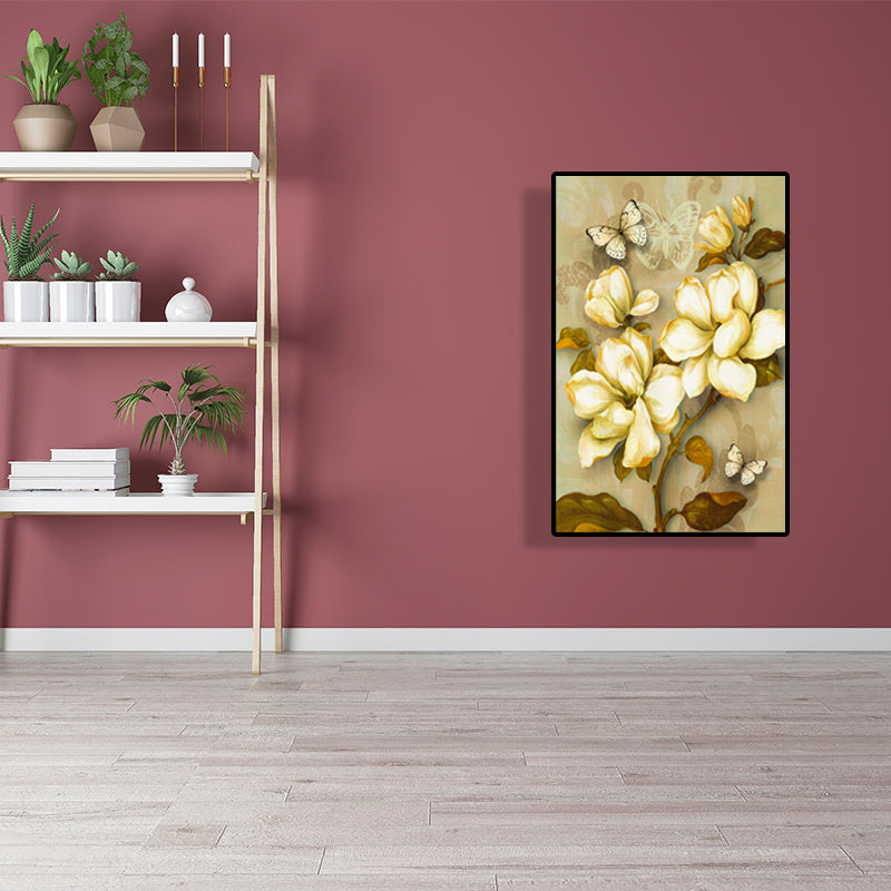Gold Blooming Flower Print Leinwand Texturiert Französisches Land Wohnzimmer Wandkunst