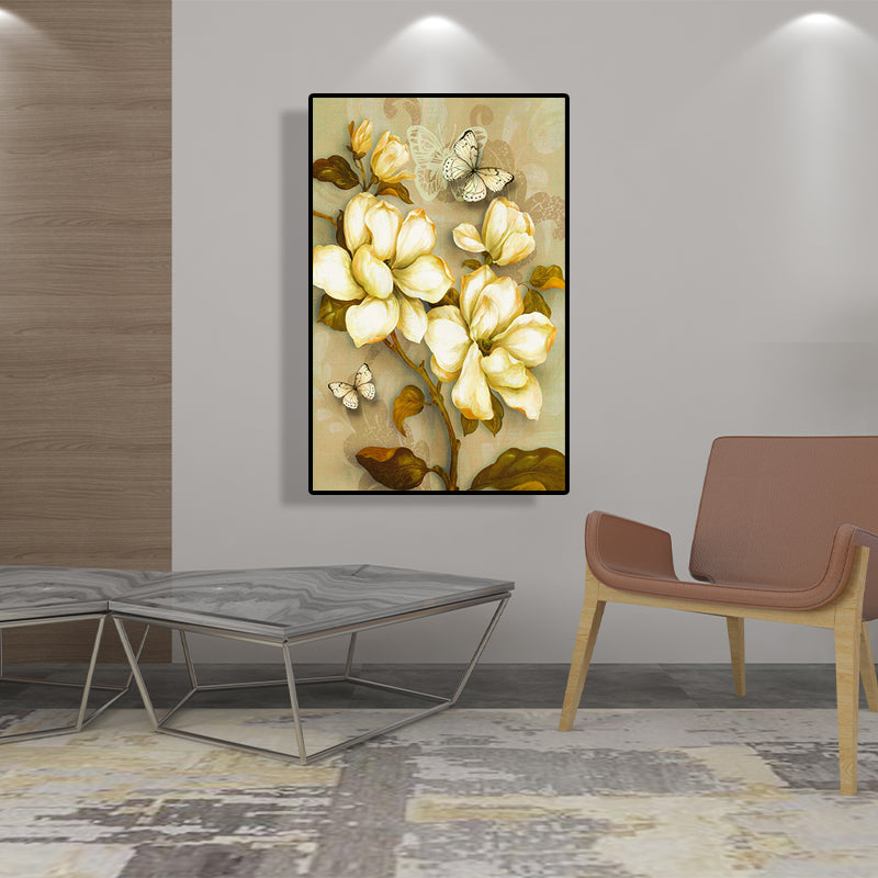 Gold Blooming Flower Print Leinwand Texturiert Französisches Land Wohnzimmer Wandkunst