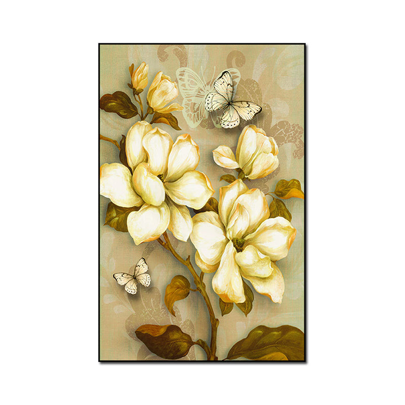 Gold Blooming Flower Print Leinwand Texturiert Französisches Land Wohnzimmer Wandkunst