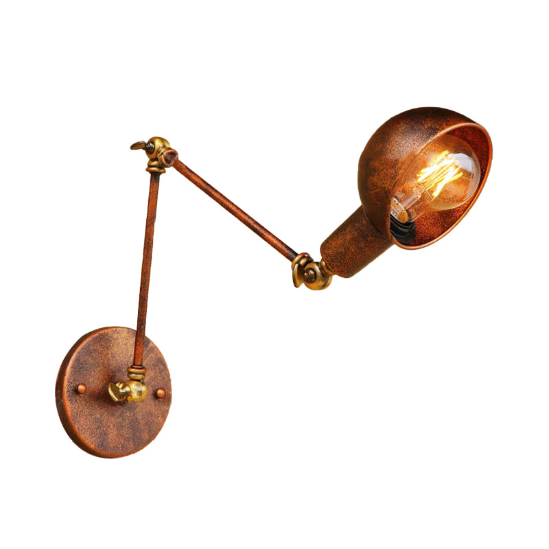Frendorf | Wrought Iron Rost Wandverlichting met Koepelvormige Schaduw 1 Hoofds Boerderij Binnen Verstelbare Wandlamp