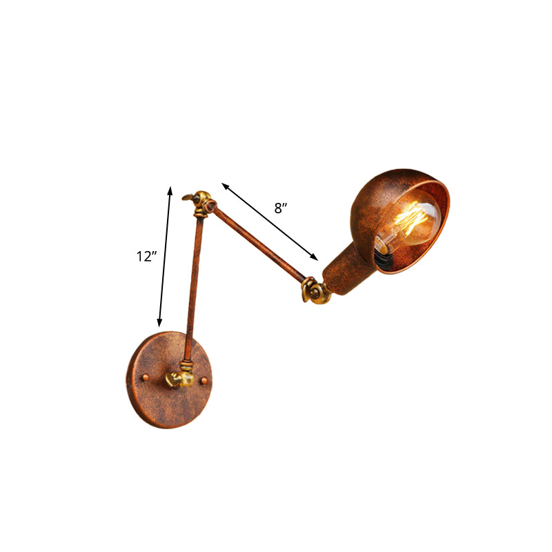 Frendorf | Wrought Iron Rost Wandverlichting met Koepelvormige Schaduw 1 Hoofds Boerderij Binnen Verstelbare Wandlamp