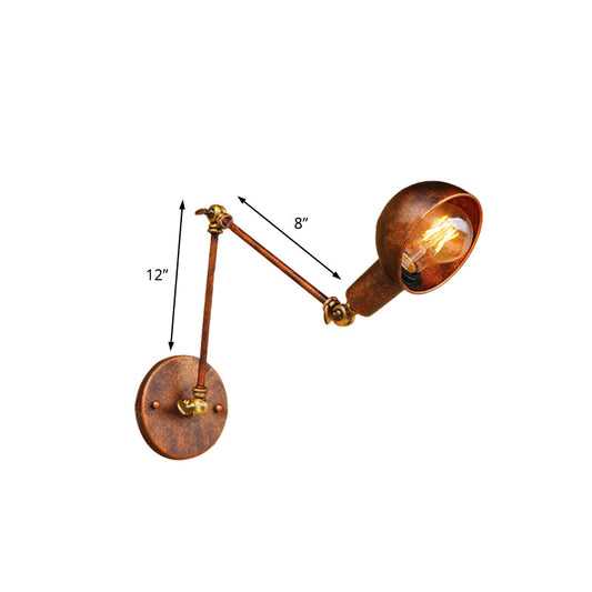 Frendorf | Wrought Iron Rost Wandverlichting met Koepelvormige Schaduw 1 Hoofds Boerderij Binnen Verstelbare Wandlamp