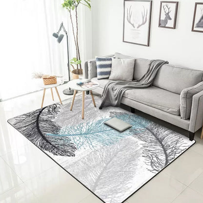Frendorf | Tropische Woonkamer Tapijt in Grijze Botanische Print Tapijt Polyester Antislip Machine Wasbaar Zoomtapijt