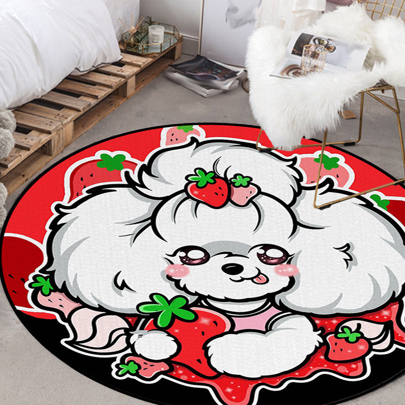 Frendorf | Kinderslaapkamer Tapijt in Paars en Rood Dier Hond Ster Aardbei Print Tapijt Polyester Antislip Gebied Tapijt