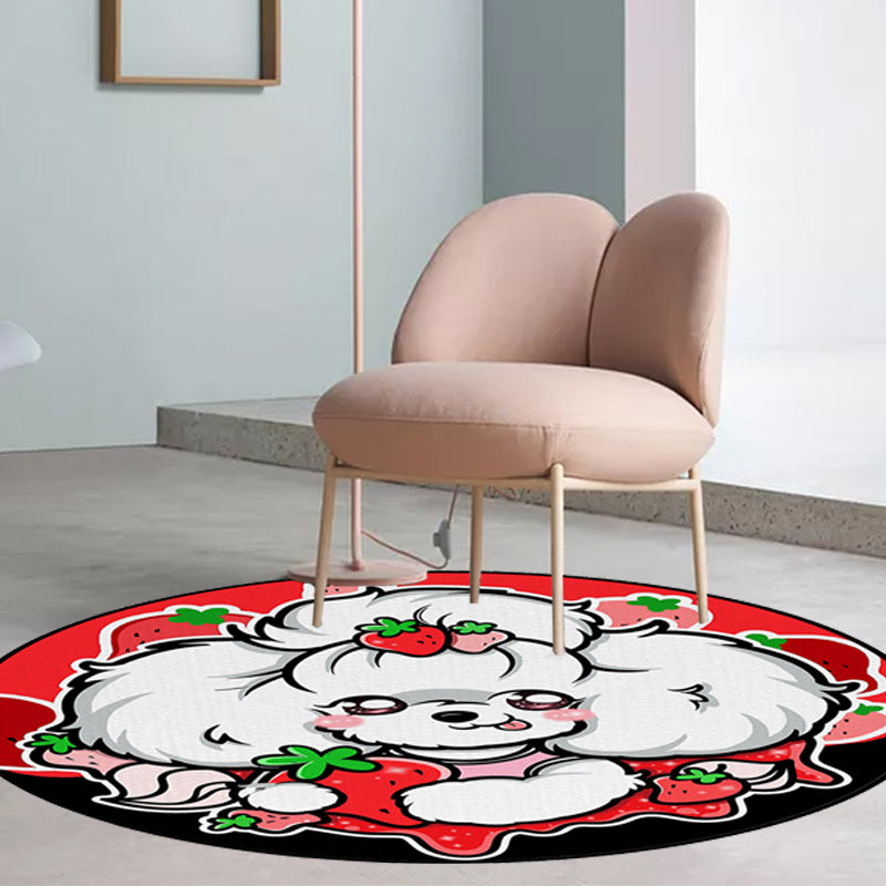 Frendorf | Kinderslaapkamer Tapijt in Paars en Rood Dier Hond Ster Aardbei Print Tapijt Polyester Antislip Gebied Tapijt