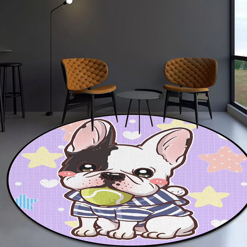 Frendorf | Kinderslaapkamer Tapijt in Paars en Rood Dier Hond Ster Aardbei Print Tapijt Polyester Antislip Gebied Tapijt