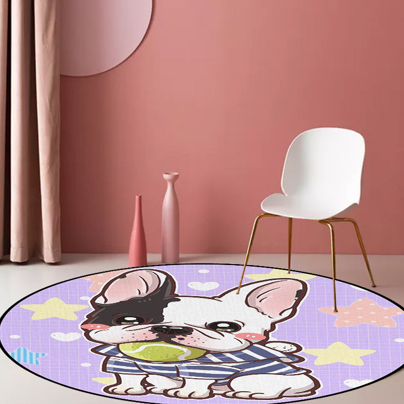Frendorf | Kinderslaapkamer Tapijt in Paars en Rood Dier Hond Ster Aardbei Print Tapijt Polyester Antislip Gebied Tapijt