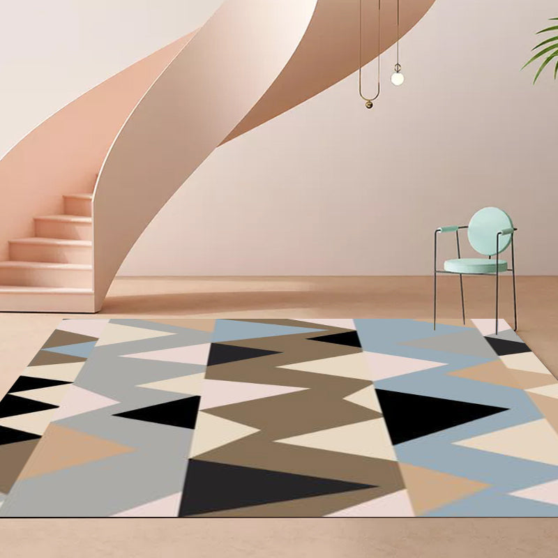 Frendorf | Brauner Schlafzimmer Teppich Moderne Farbblock Unregelmäßige Form Muster Teppich Polyester Waschbar Rutschfester Teppich