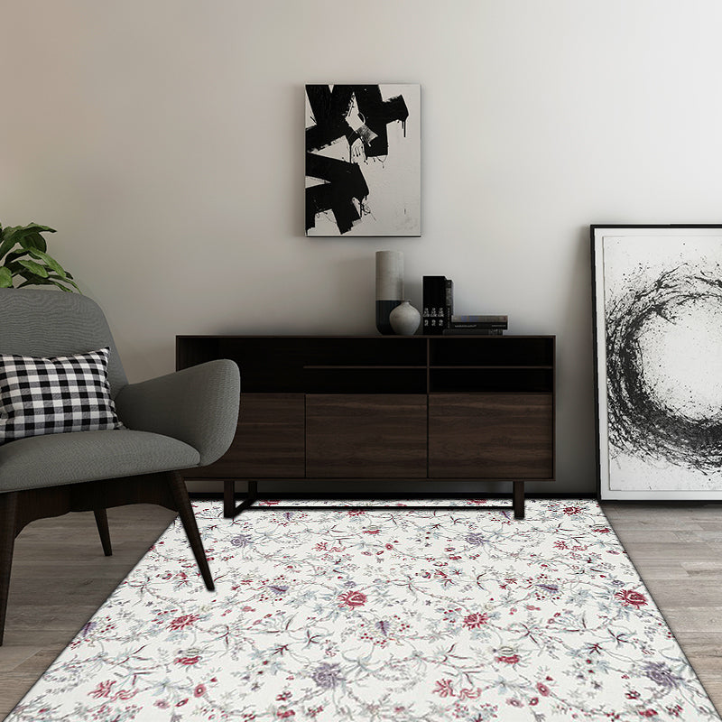 Frendorf | Traditioneel bloemenpatroon tapijt wit klassieke tapijt polyester wasbaar antislip ondergrond vloerkleed voor woonkamer