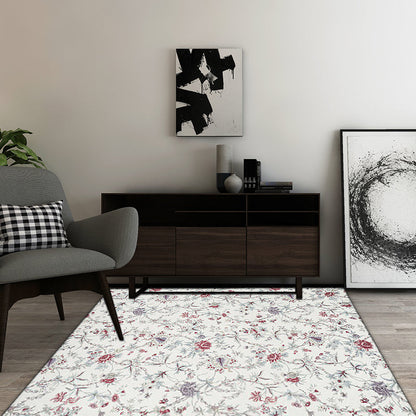 Frendorf | Traditioneel bloemenpatroon tapijt wit klassieke tapijt polyester wasbaar antislip ondergrond vloerkleed voor woonkamer
