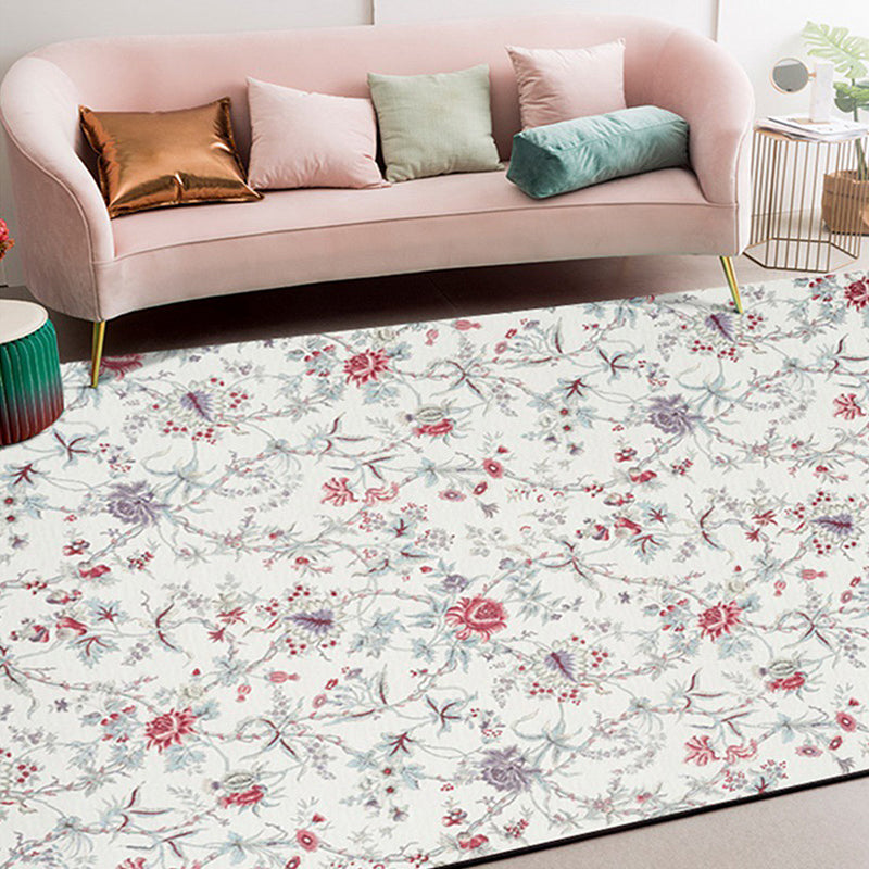 Frendorf | Traditioneel bloemenpatroon tapijt wit klassieke tapijt polyester wasbaar antislip ondergrond vloerkleed voor woonkamer