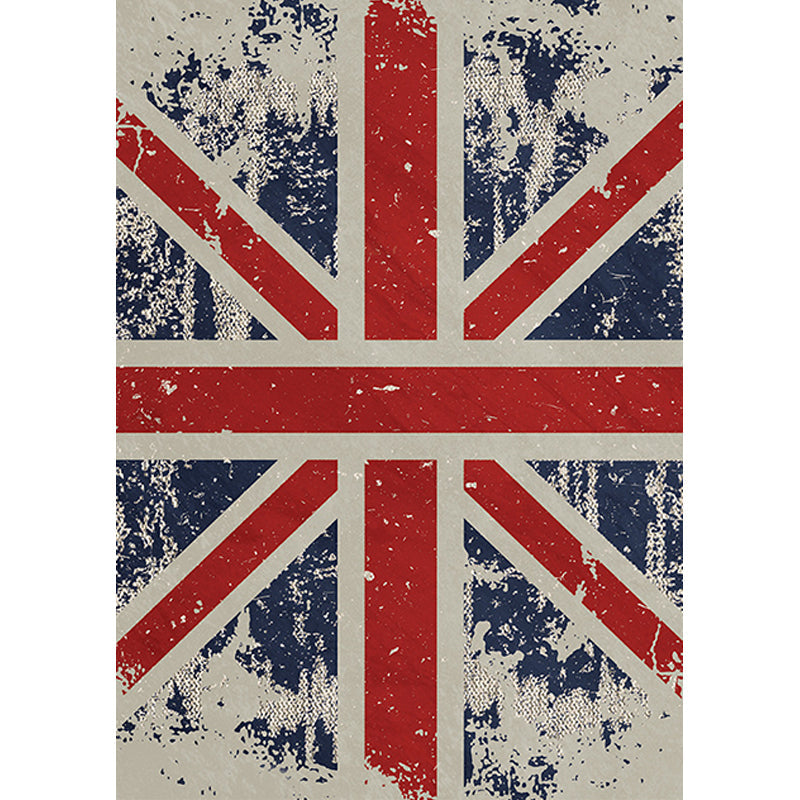 Frendorf | Funky Britische Flagge Muster Teppich Rot Nordic Teppich Polyester Waschbar Rutschfeste Unterlage Bereich Teppich für Wohnzimmer