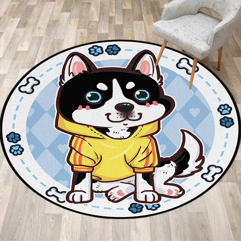 Frendorf | Schöner Kinderteppich in Pink und Gelb Tier Hund Banane Ballon Muster Teppich Polyester Waschbar Teppich für das Kinderzimmer